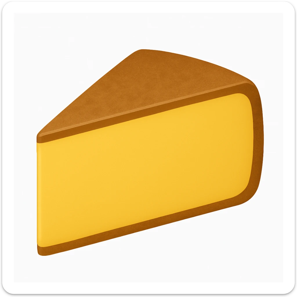 Create a realistic, minimal emoji of a wedge of Comté cheese with a yellow interior and brown natural rind. The emoji should be clearly recognizable as Comté cheese, inspired by the reference image provided. No text included. sticker
