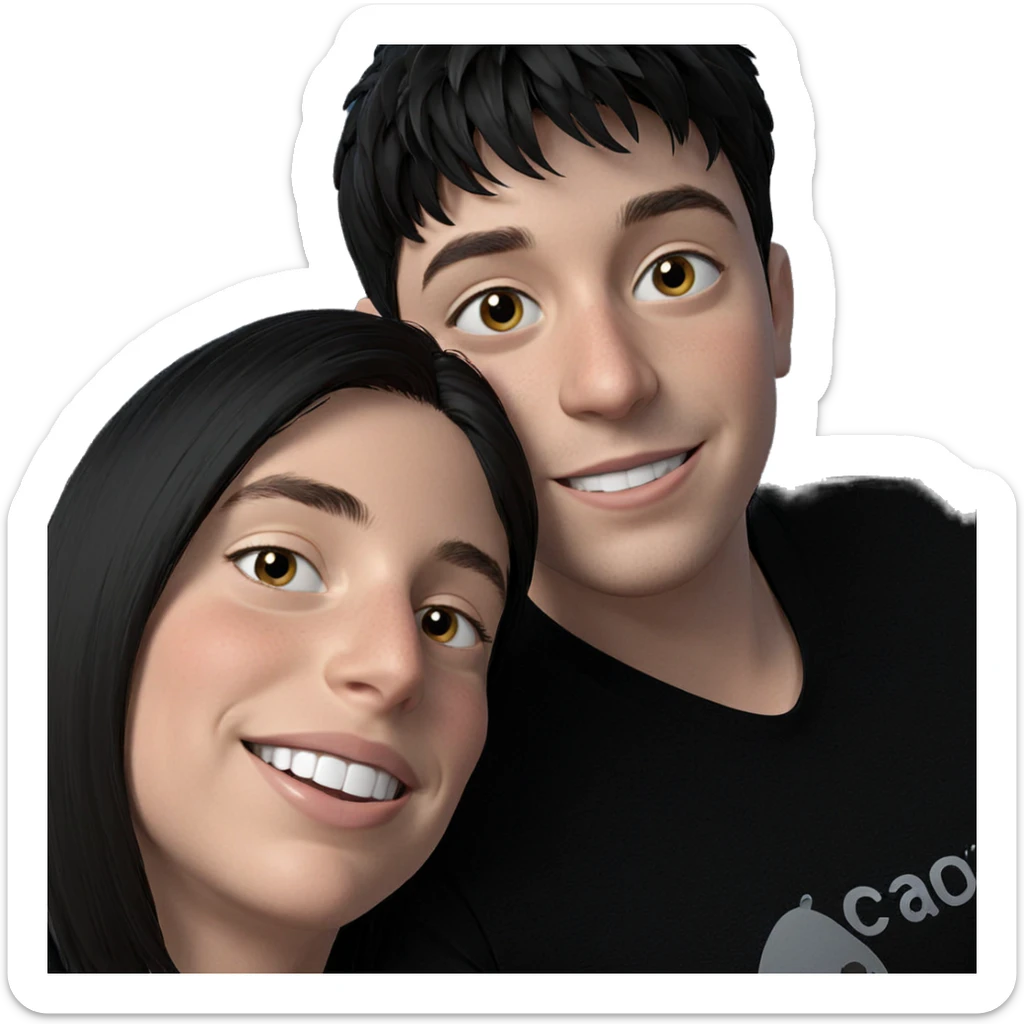 smiling boys in black shirts sticker