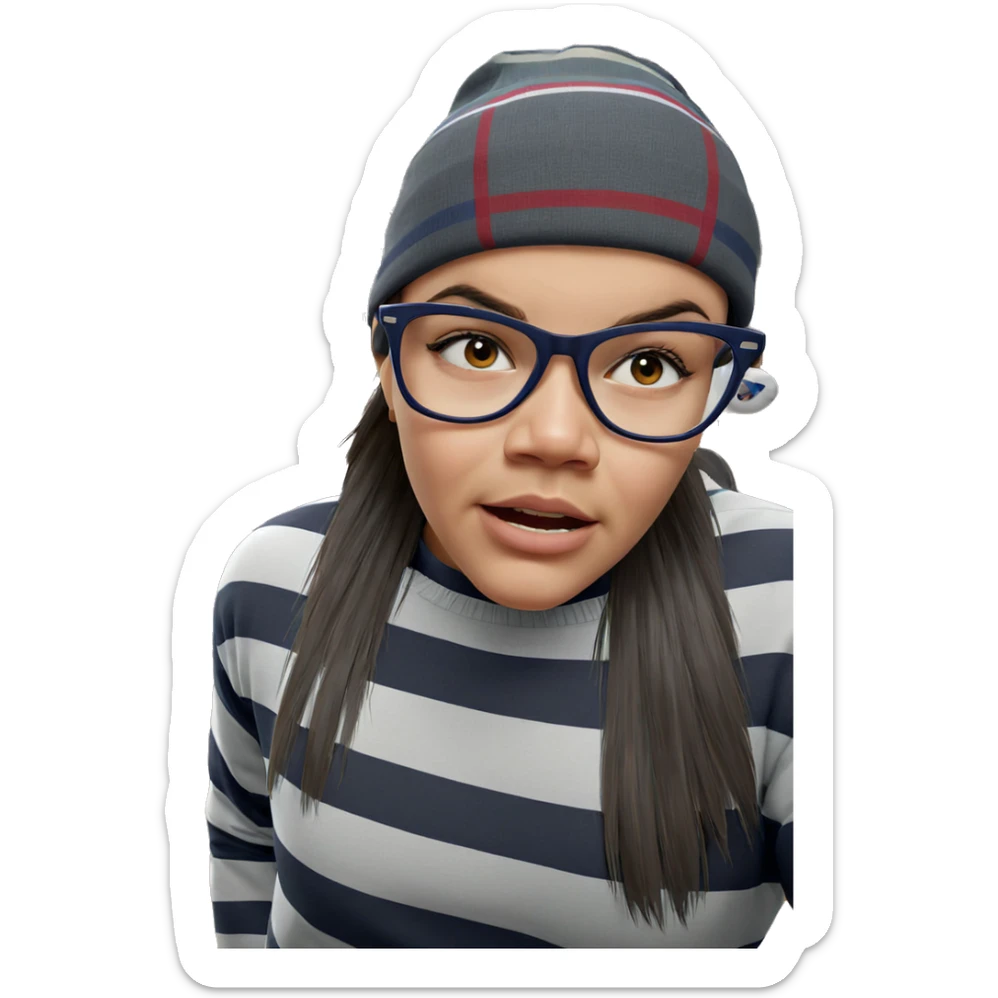 realistic girl in striped sweater sticker