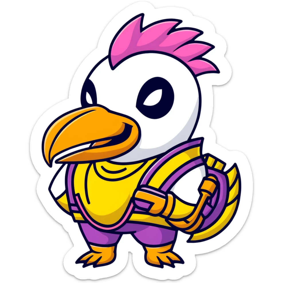 Louisiana themed luchador mask with pelican and New Orleans jazz elements sticker