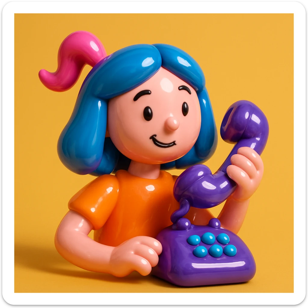 girl talking on telephone in her room sticker