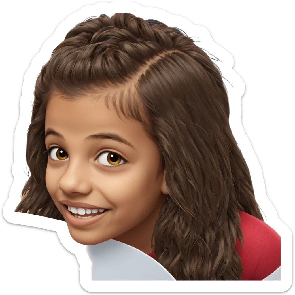 smiling girl with brown hair sticker
