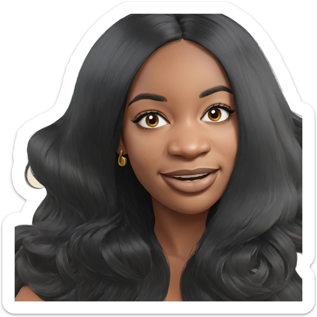 smiling girl with black hair sticker