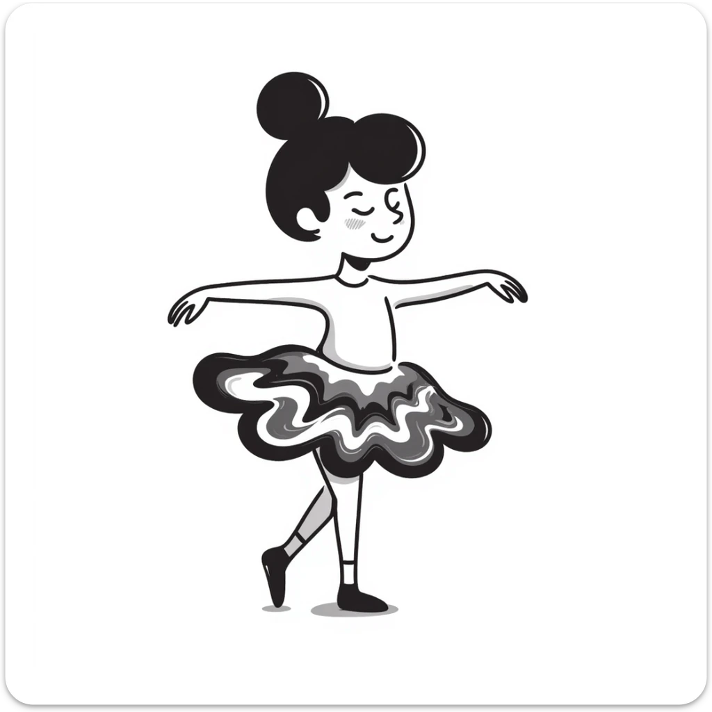 Whimsical ballerina made of coffee and milk foam, pirouetting gracefully sticker