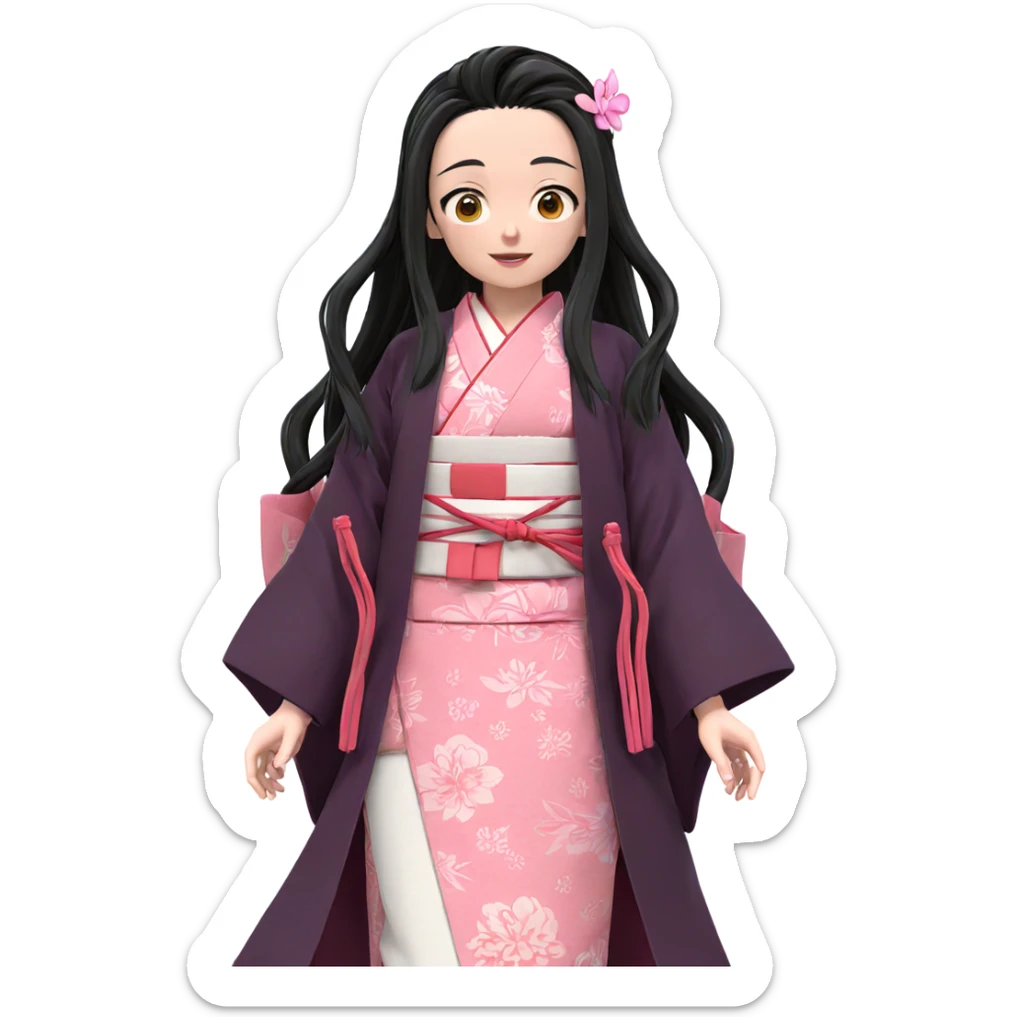 nezuko in pink kimono sticker