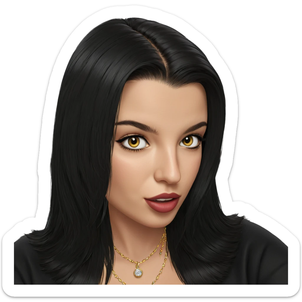 black haired girl with jewelry sticker
