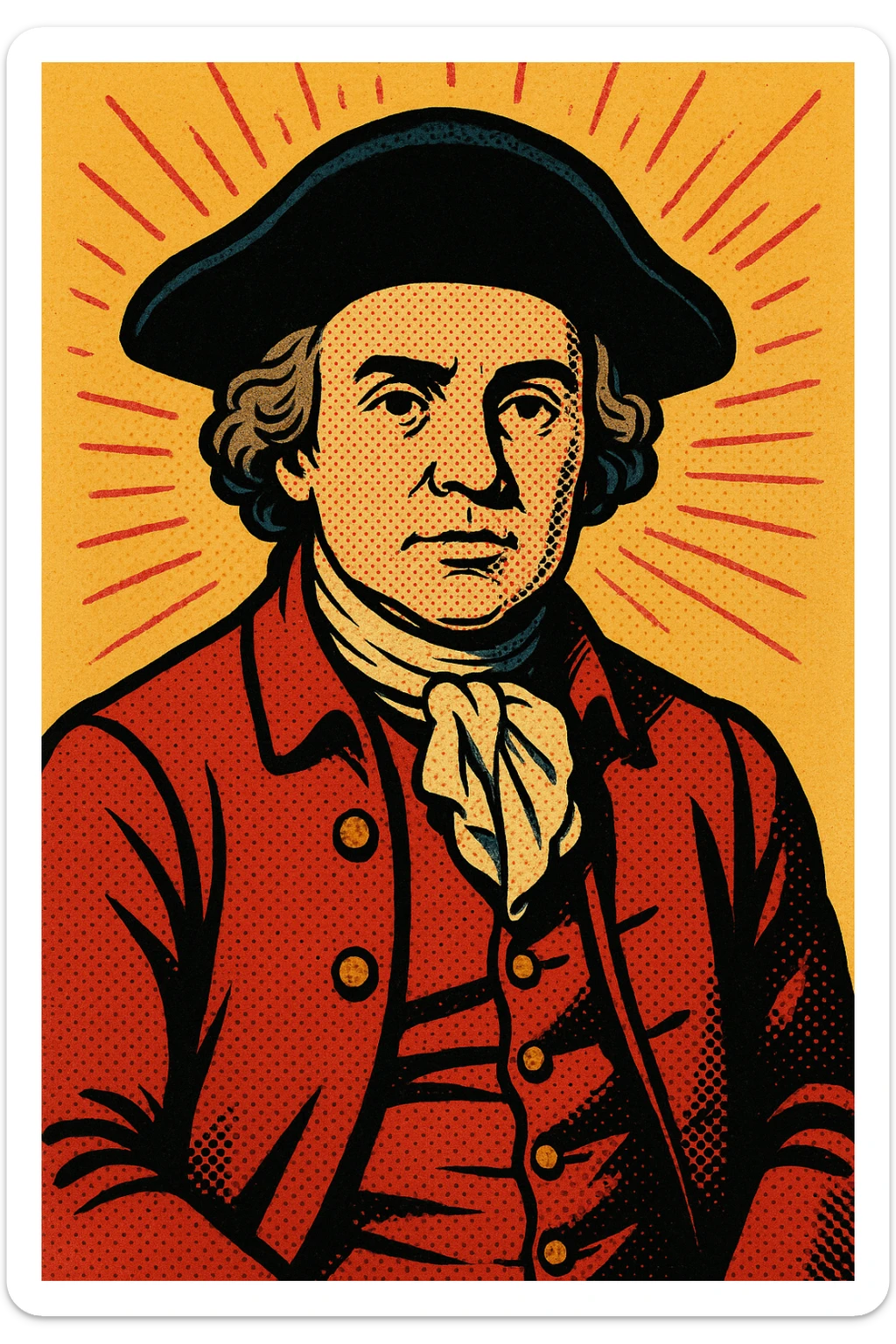 Surgeon John Hunter facing to the front looking calm sticker