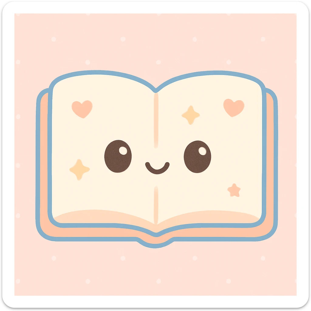libro abierto, ilustración colorida, estilo kawaii, vibrante y detallado sticker