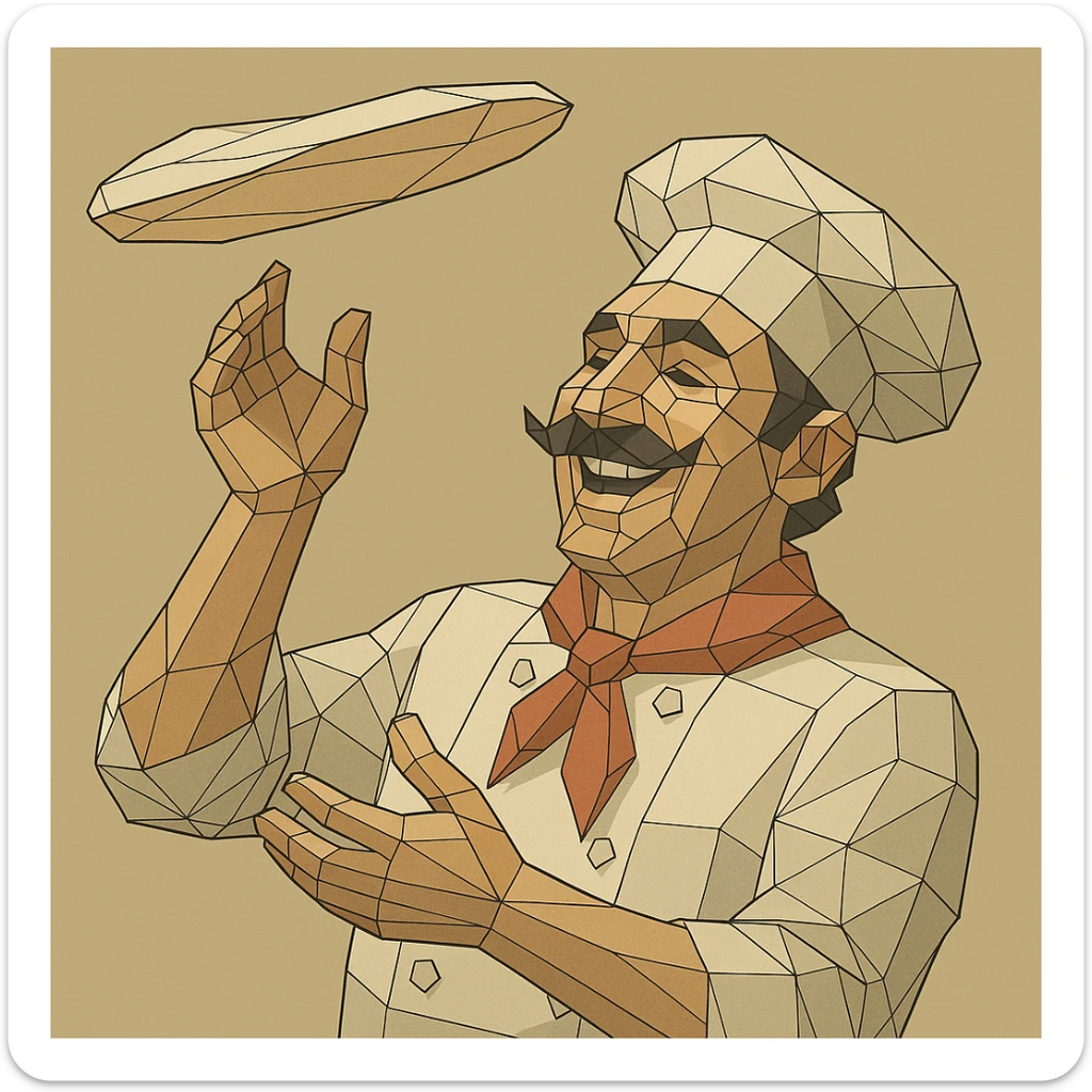 smiling Italian chef spinning pizza dough sticker