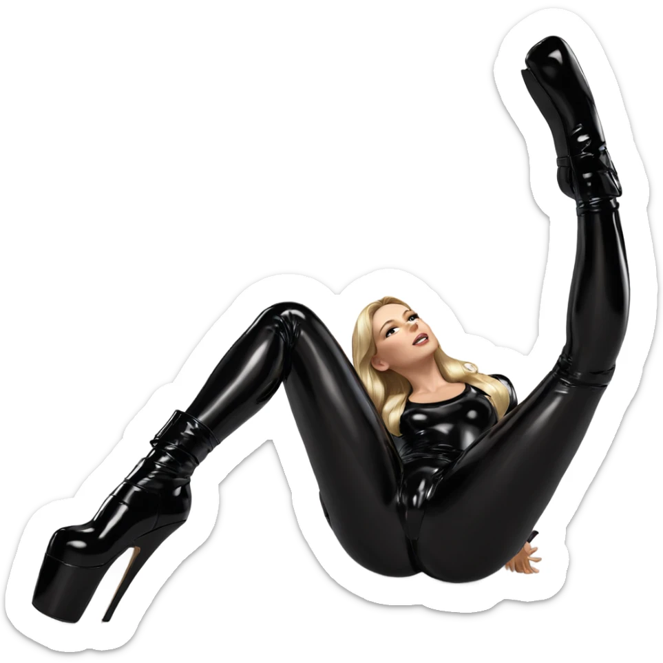 blonde beauty in shiny bodysuit sticker