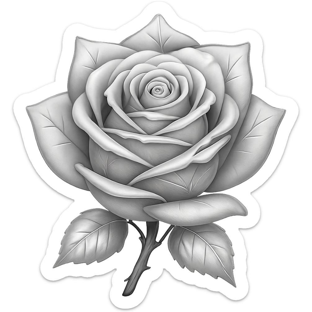Make the ice rose look silver in the style of emoji, with no background. sticker