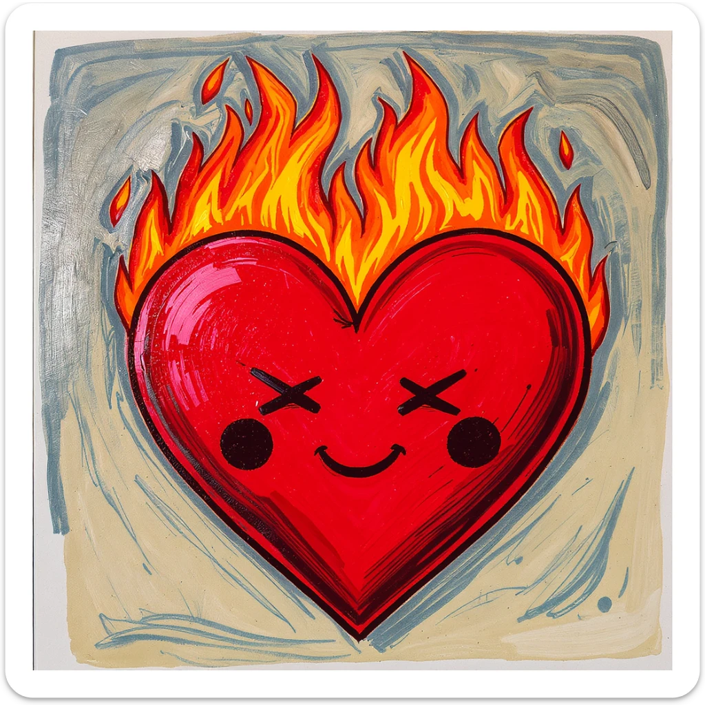 emo heart with flames sticker