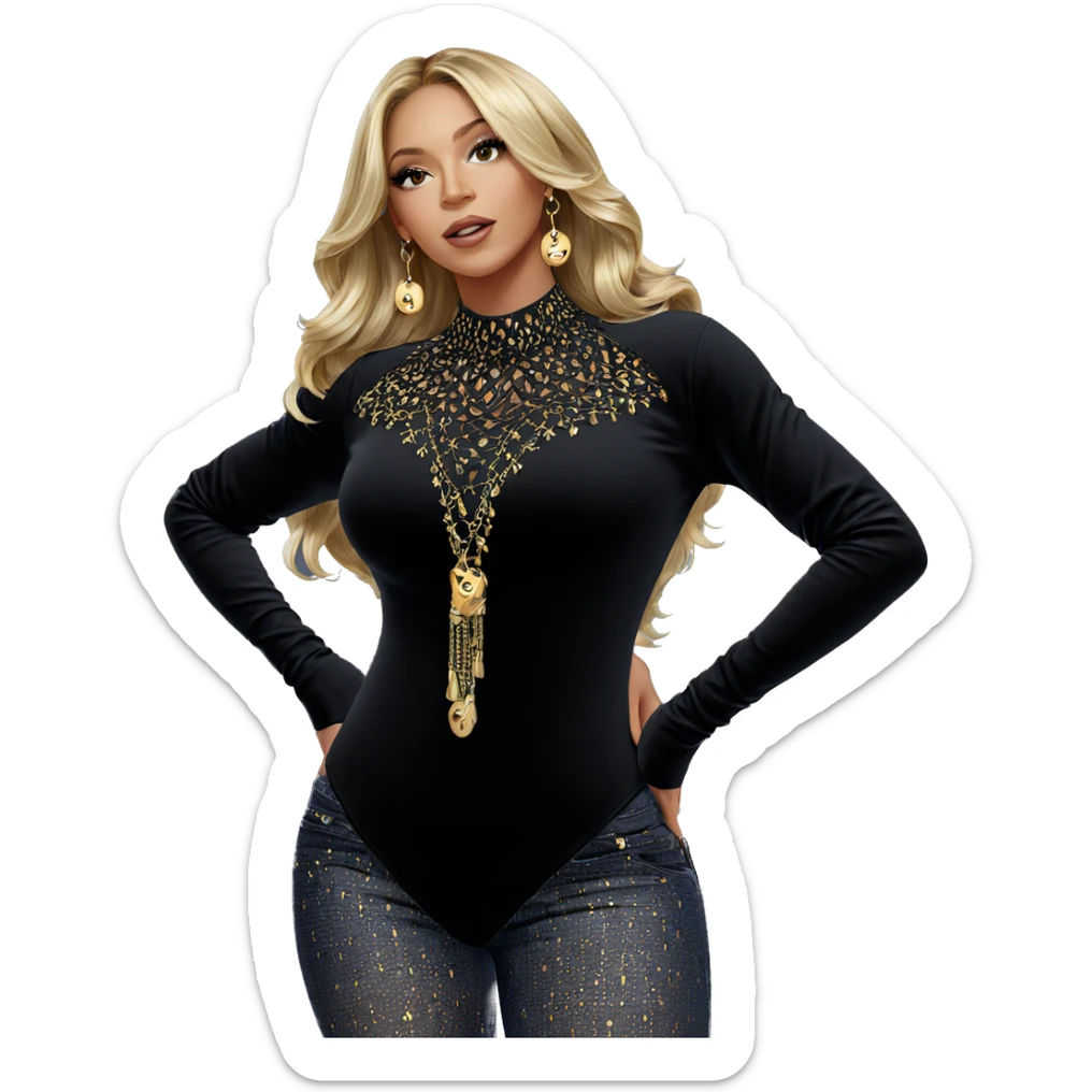 blonde girl with earrings sticker