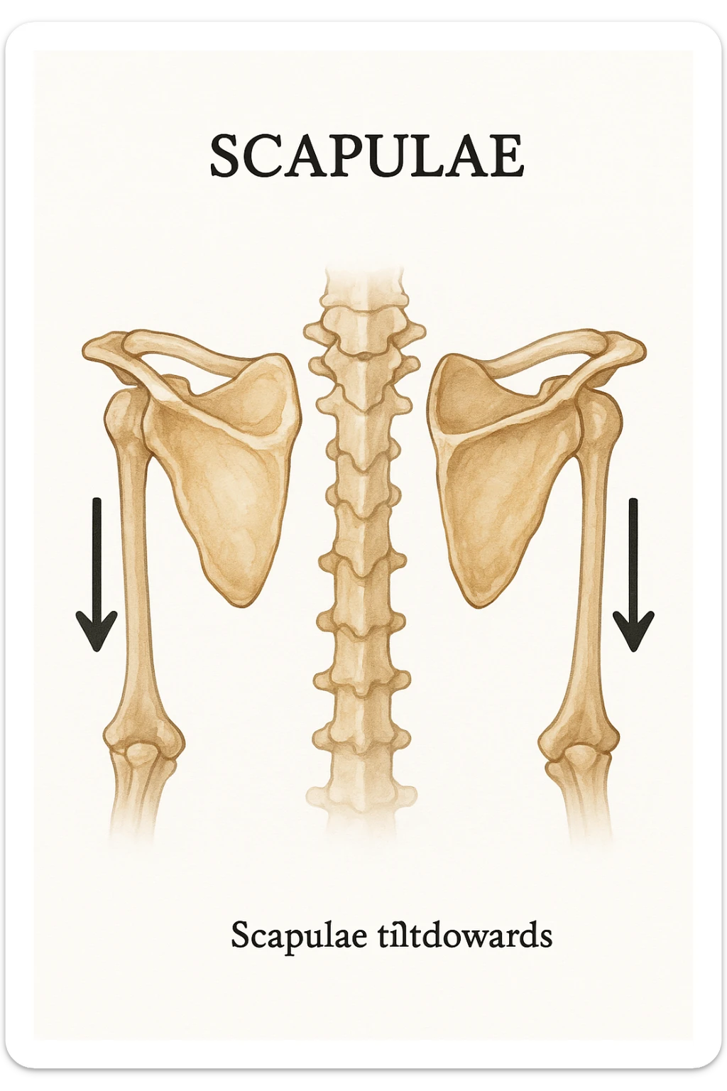 Scapole che vanno in giù depresse, viste anatomicamente. Fallo capire magari con frecce in basso sticker