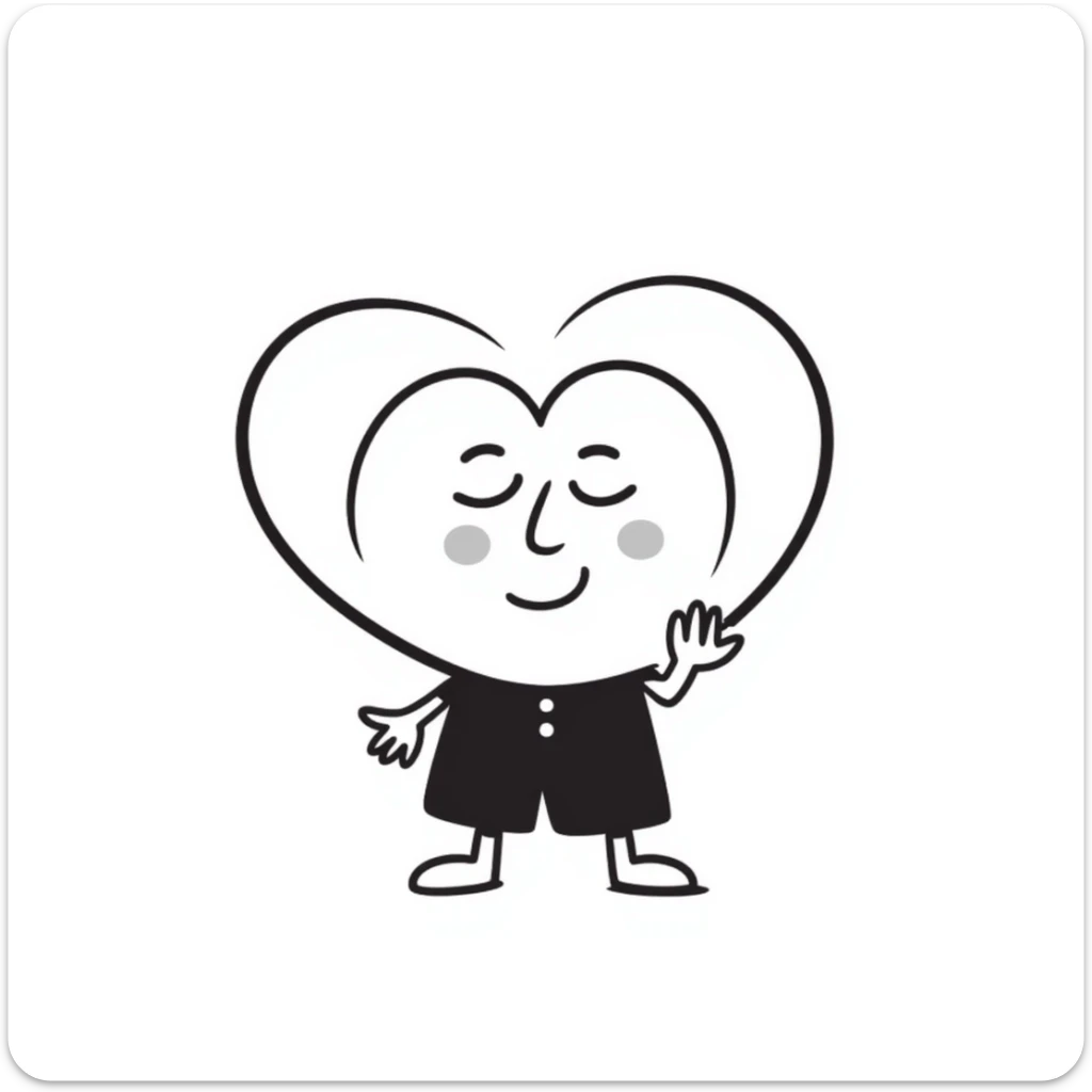 A hand-drawn heart cartoon character with cute face and arms, where the top curved parts of the heart clearly resemble butt cheeks sticker