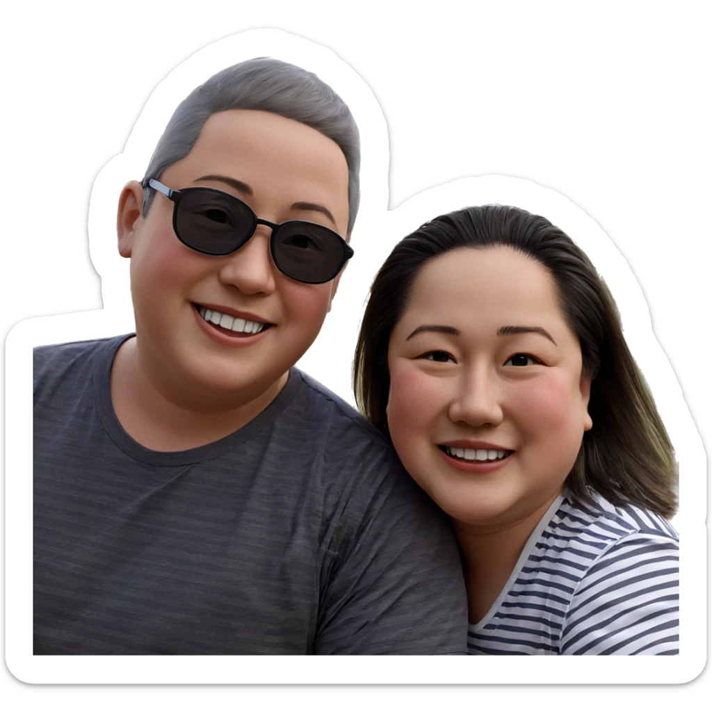 smiling boys outdoors striped shirts sticker