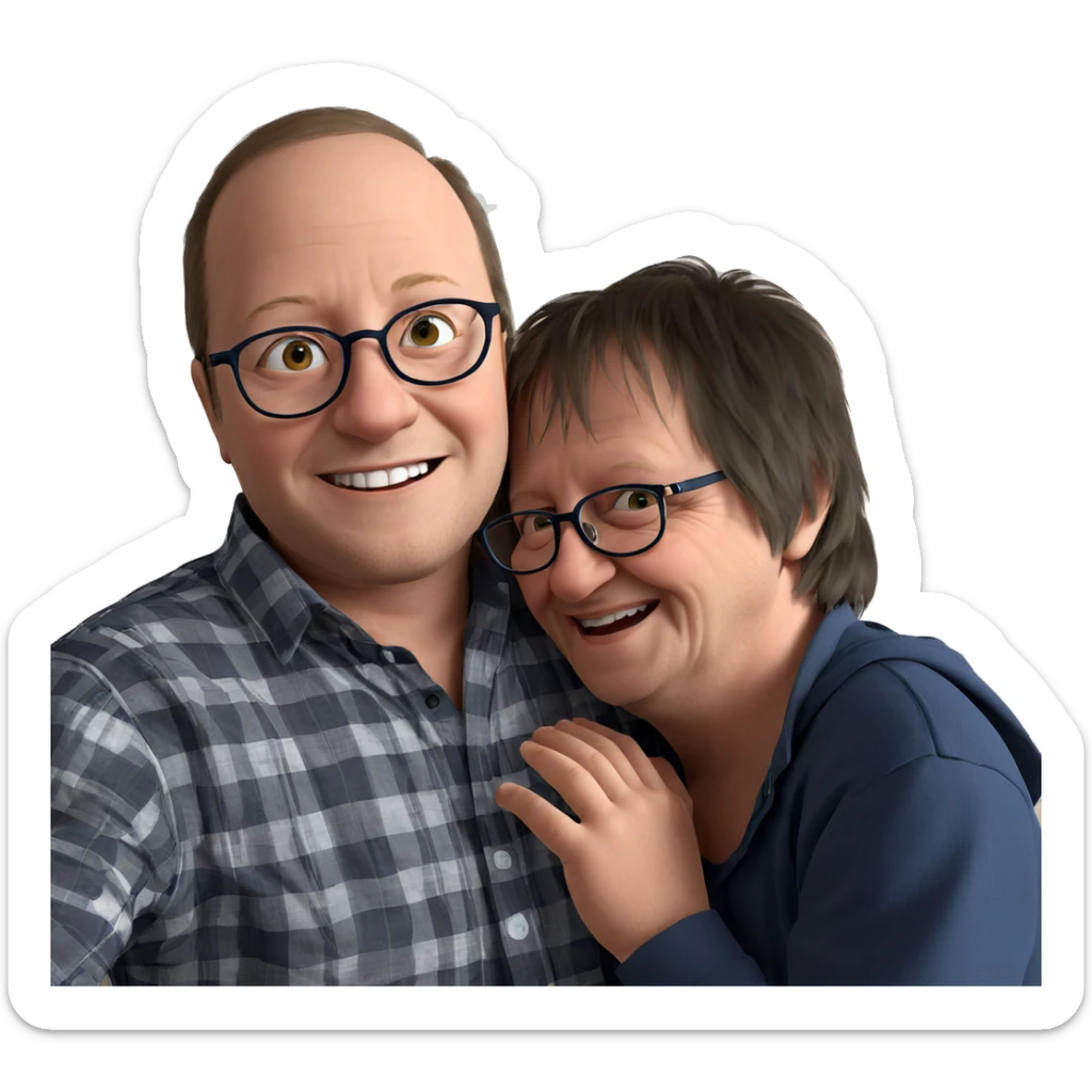 happy boys with glasses sticker
