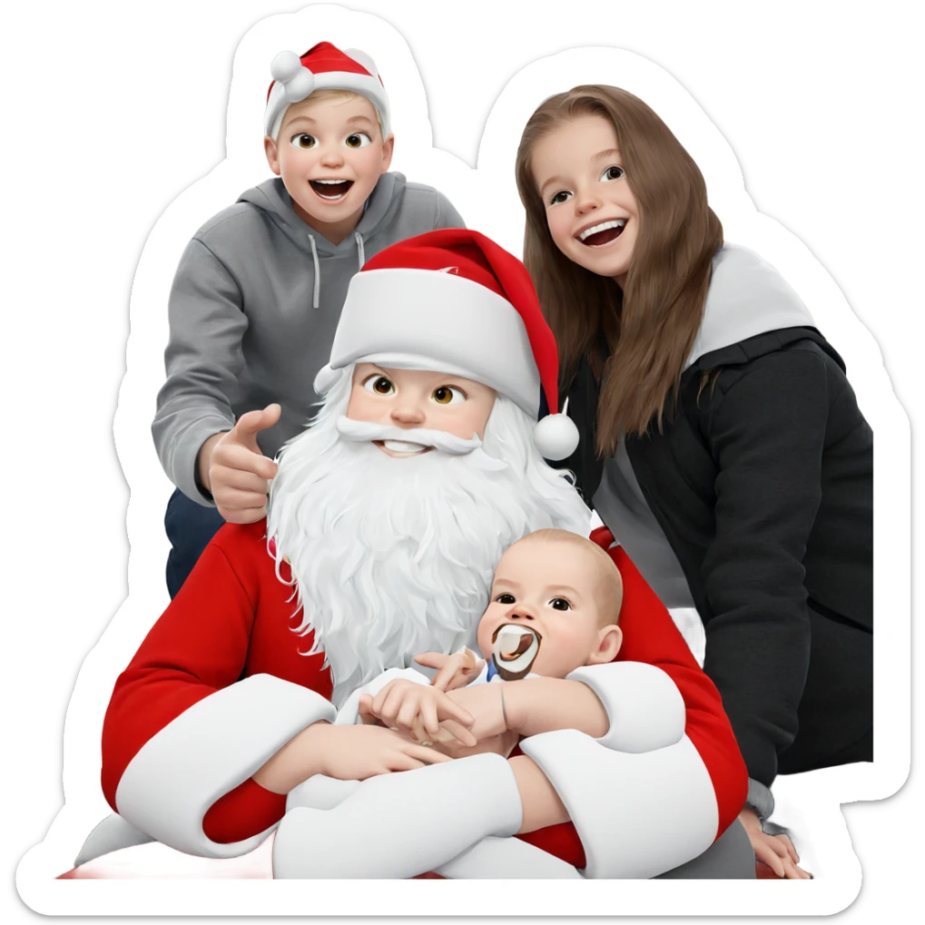 smiling girl with santa hat sticker