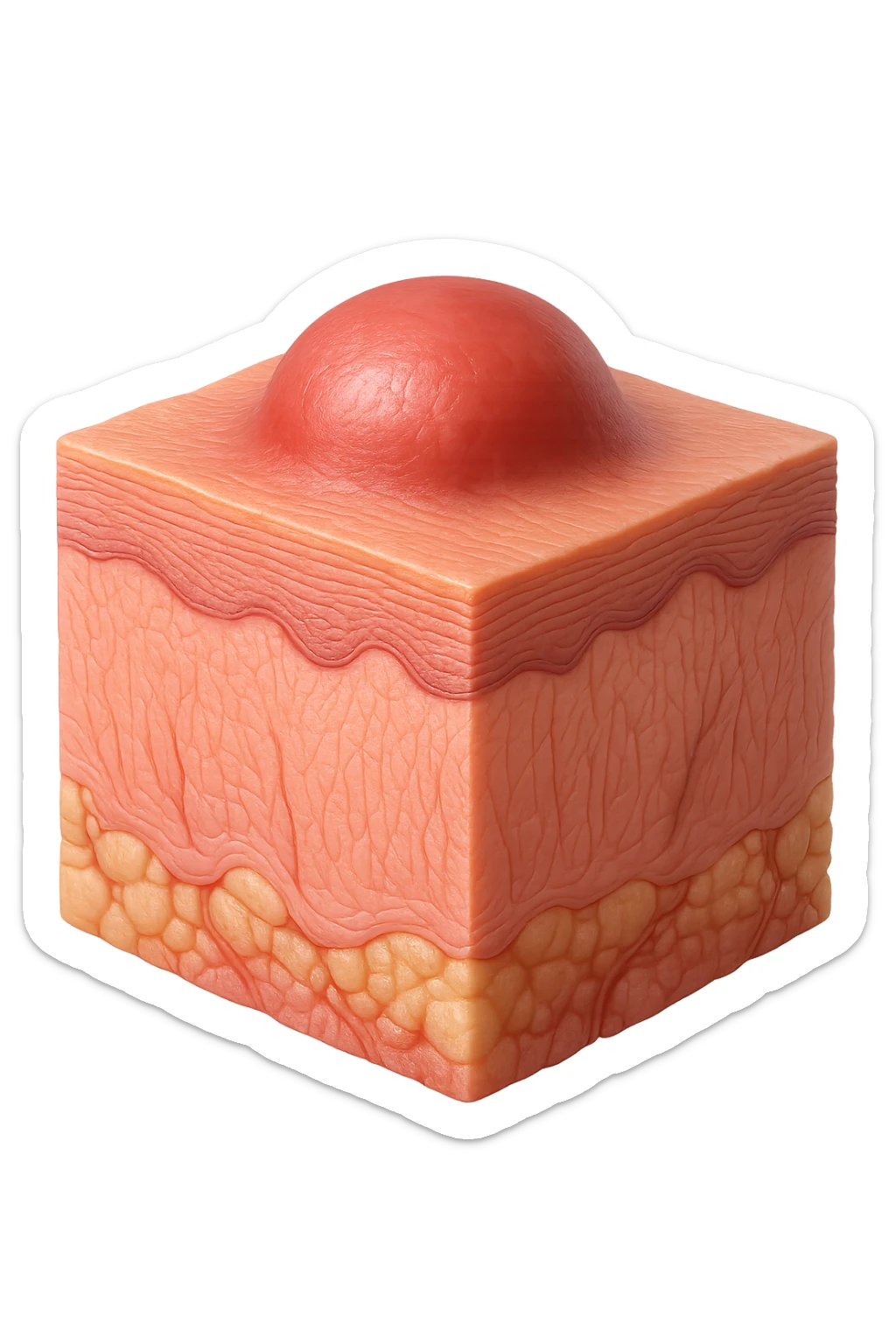 TESSUTO DI EPIDERMIDE UMANA CON NODULO DI UN CORPO UMANO ANATOMICO, IPERREALISTICO 4K sticker