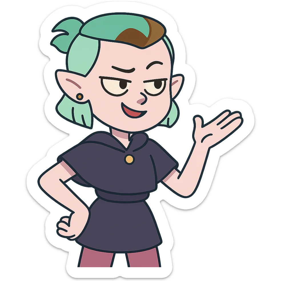 Amity as a soft pastel cartoon character sticker