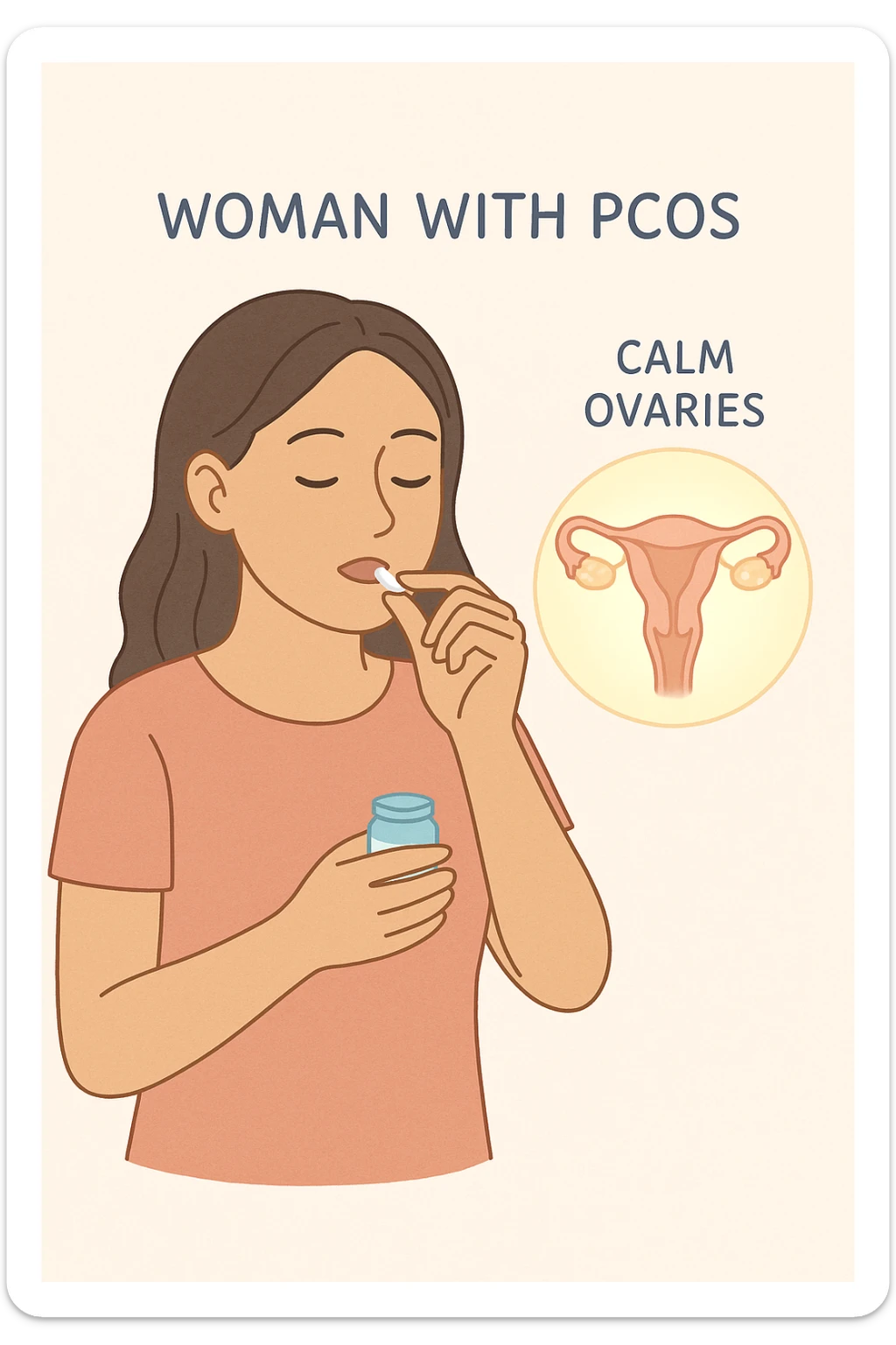 Donna con pcos che prende la pillola, e la pillola mette a riposo le ovaie sticker