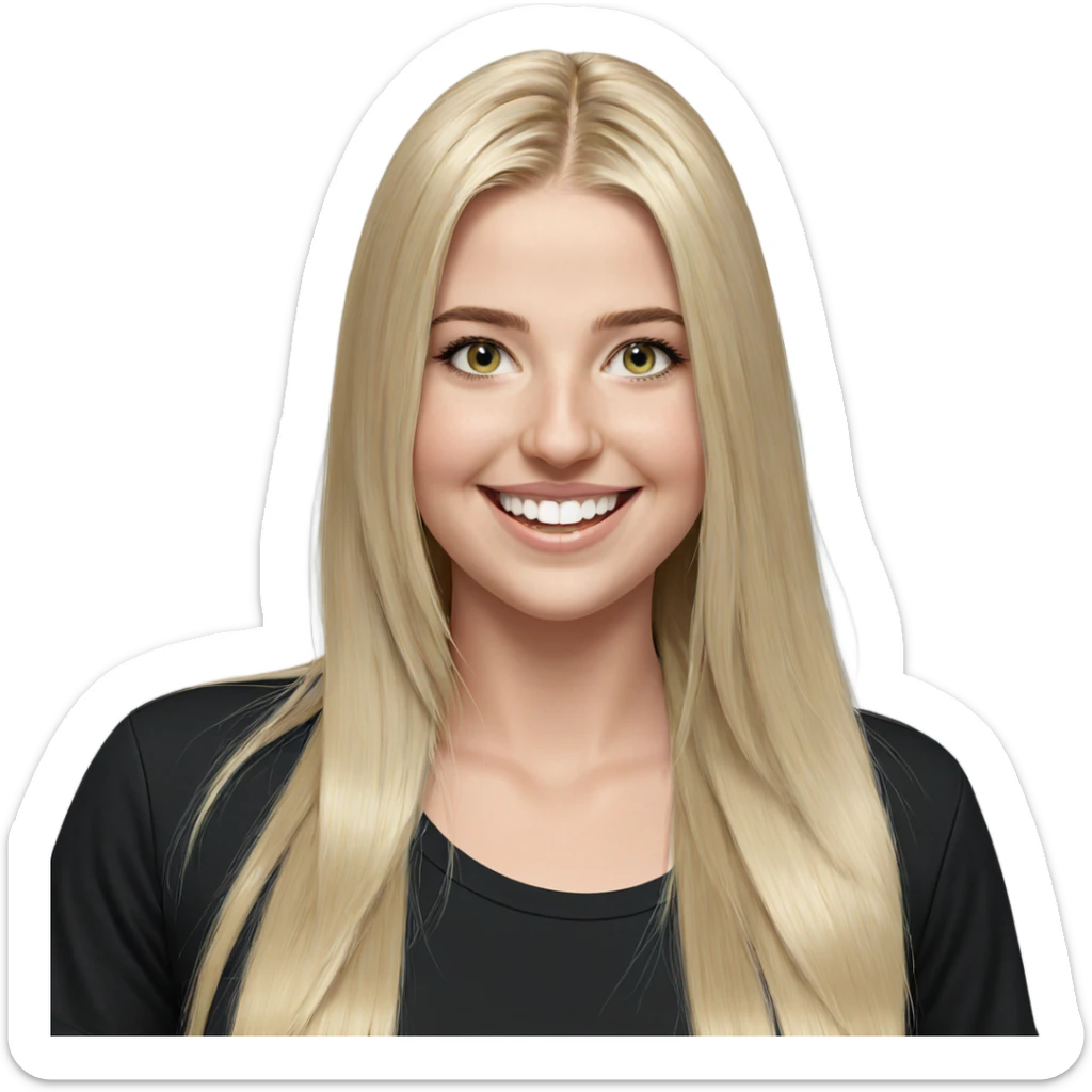 blonde girl smiling in black shirt sticker