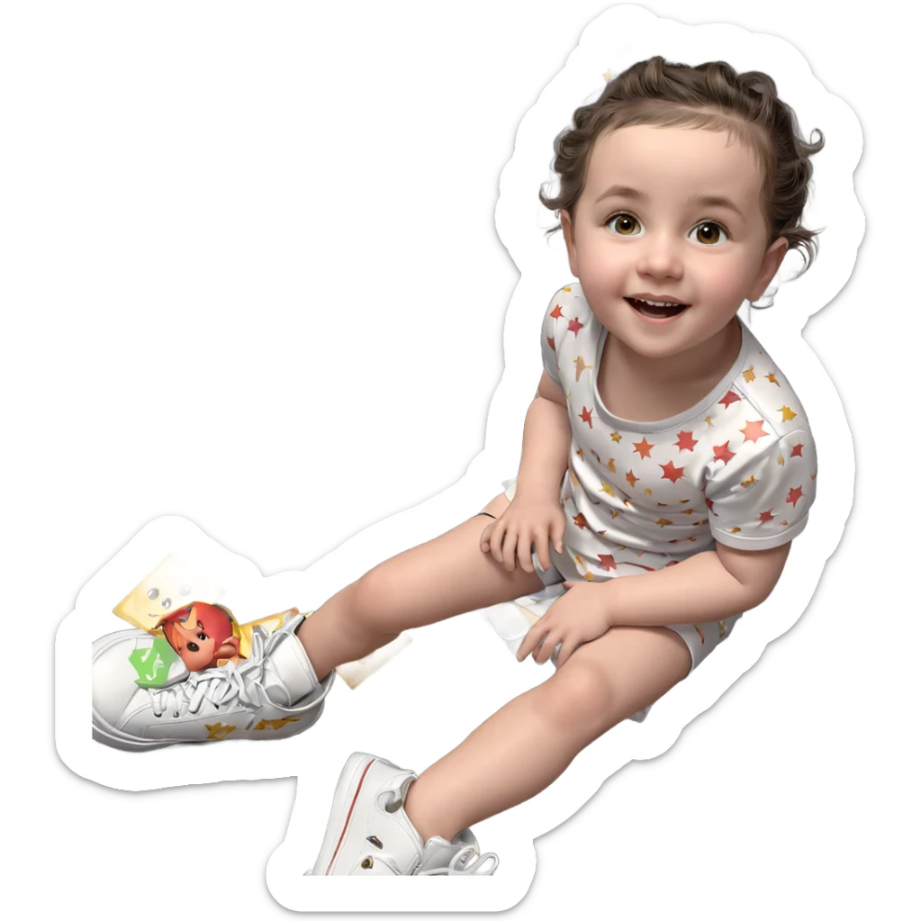 loli girl sitting with star sticker