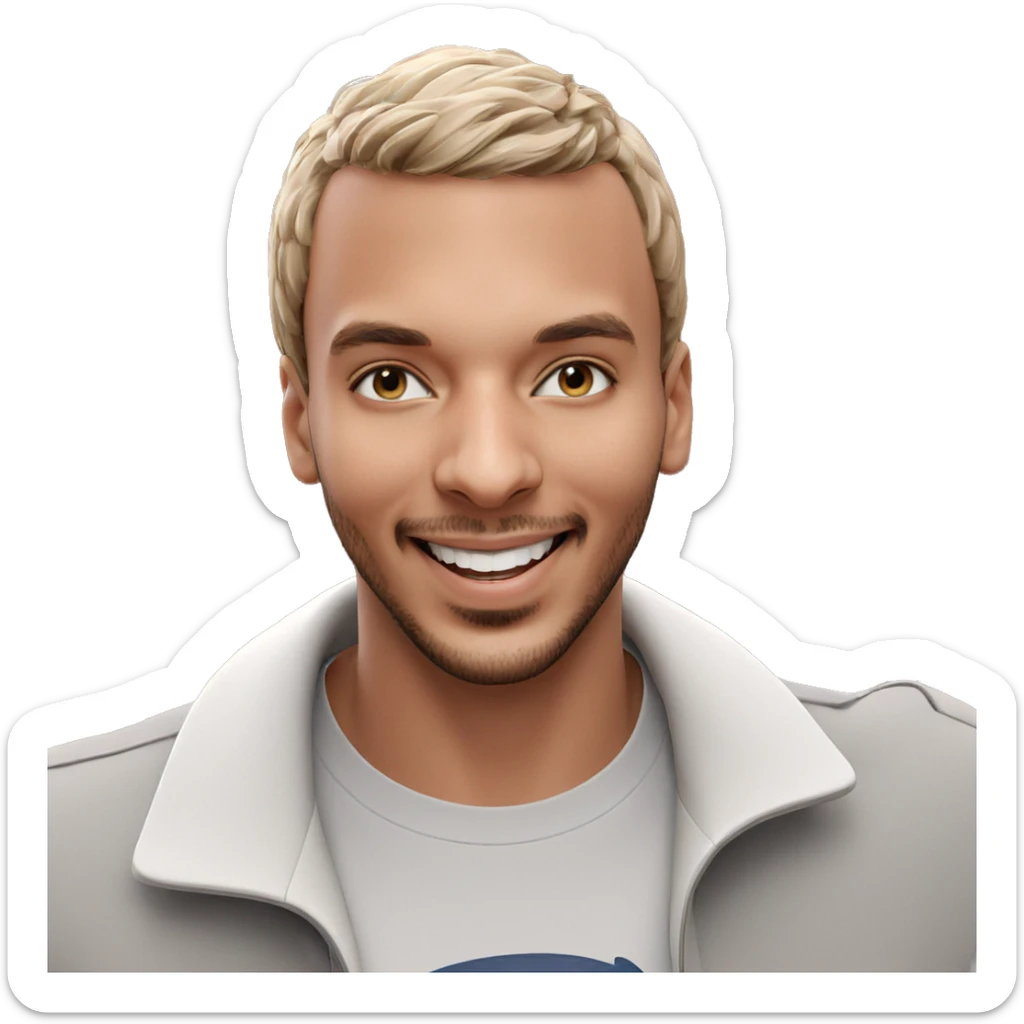 smiling boy with facial hair sticker