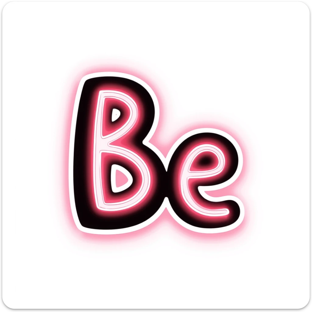 Cyrillic capital letter Б (Be) with bright neon glowing effect sticker