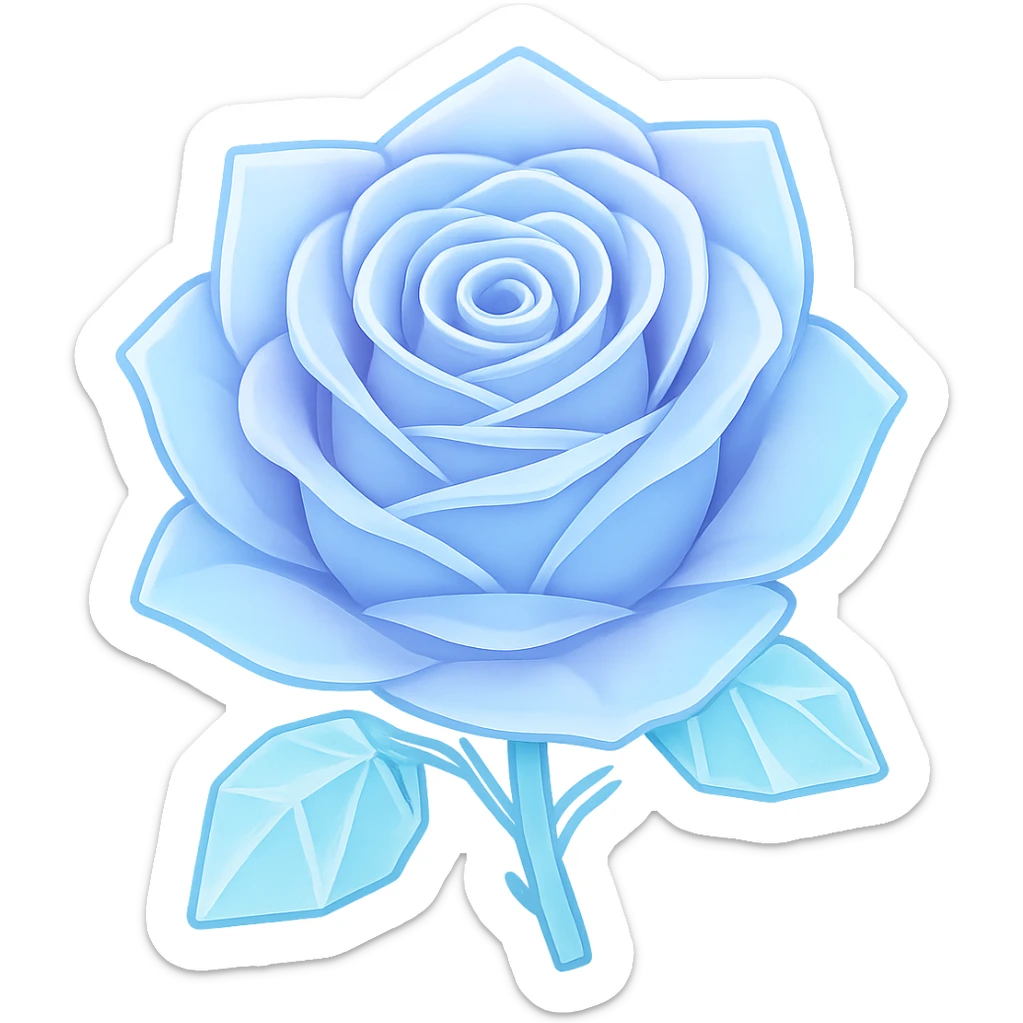 Make the rose made of ice pastel colored in the style of emoji, with no background. sticker