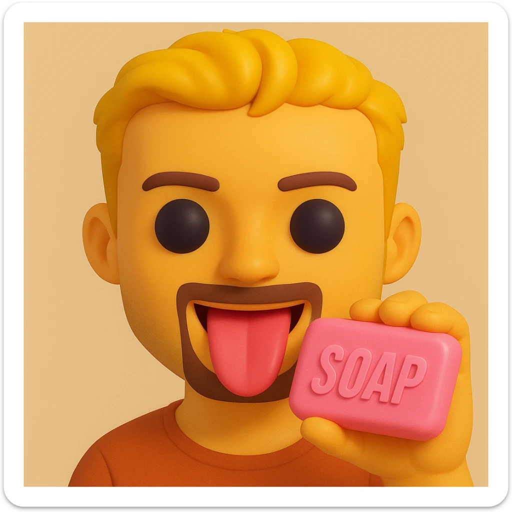 Add a pink soap in the hand of Tyler Durden. The original style is 3D emoji, which does not support editing, so use the general style editor while respecting the 3D emoji style look. sticker