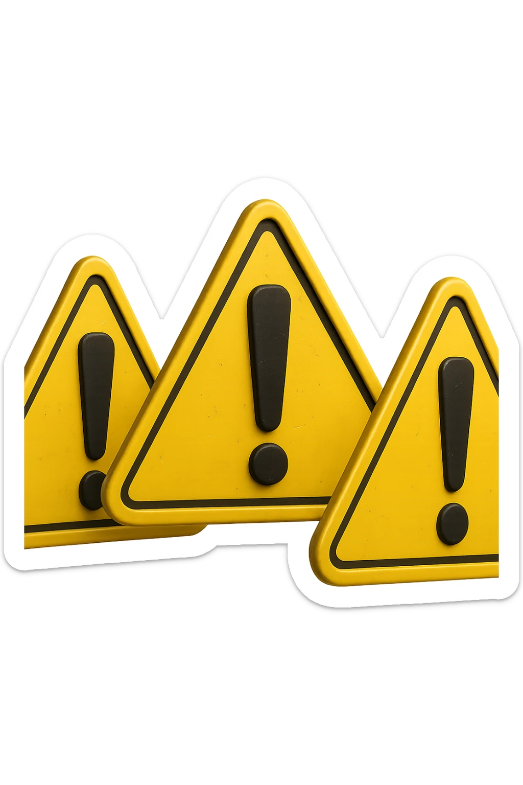 SEGNALI DI PERICOLO CON PUNTO ESCLAMATIVO 3D FLUTTUANO IN ARIA, IPERREALISTICI 4K sticker