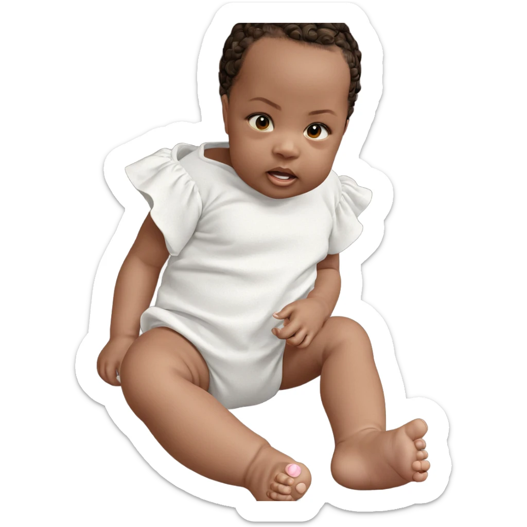 baby girl sitting barefoot sticker