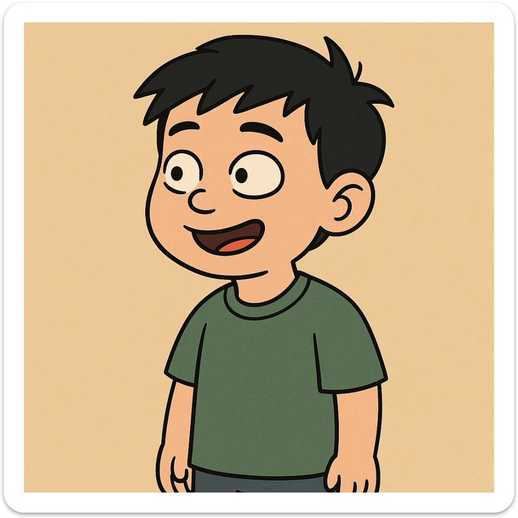 Chinese boy black hair Green t-shirts sticker