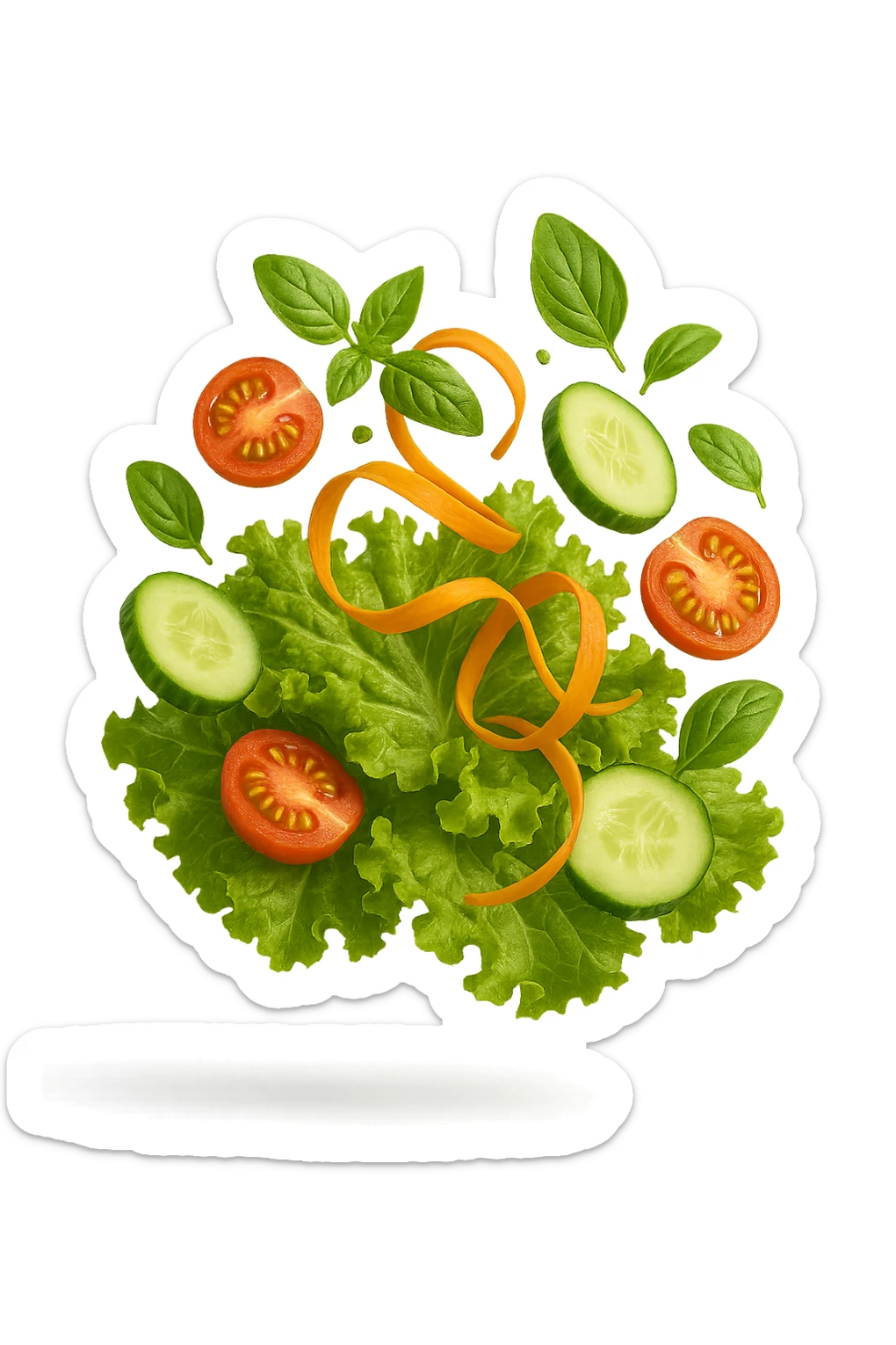 INSALATA FLUTTUA IN ARIA, iperrealistico 4k sticker