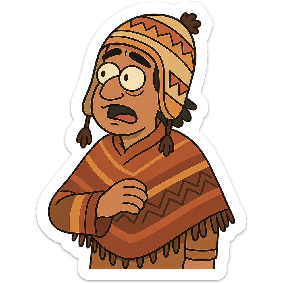 peruano con poncho y chullo sticker