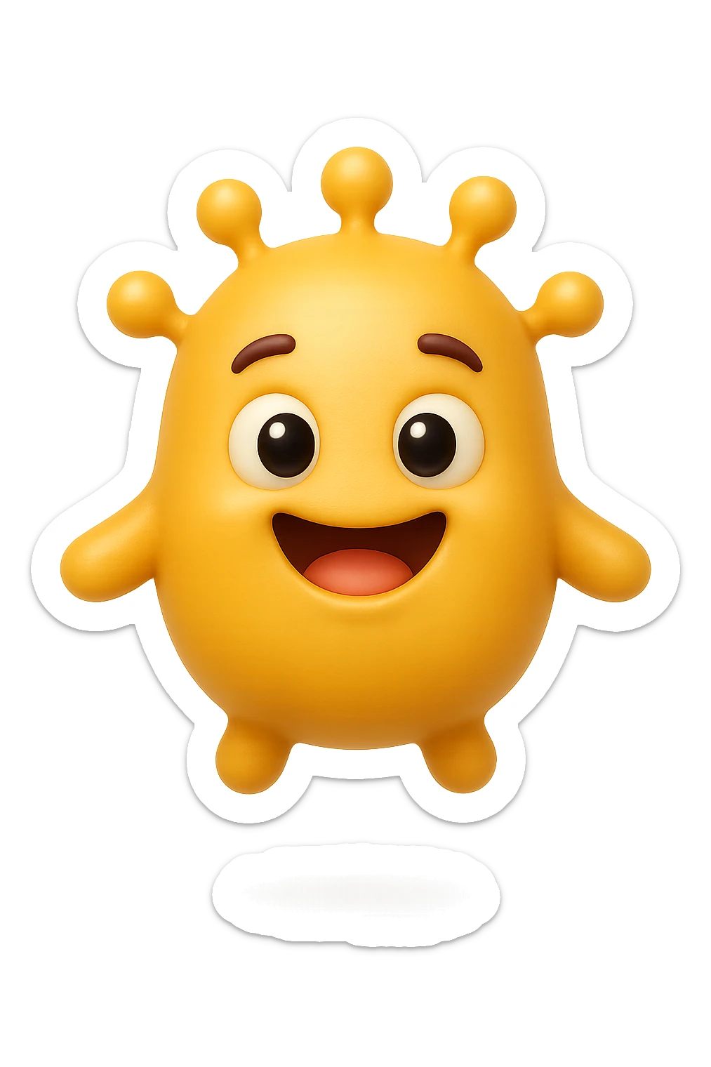 EMOJI STILE IPHONE DI BATTERI INTESTINALI FELICI CHE FLUTTUANO IN ARIA IPERREALISTICO 4K sticker