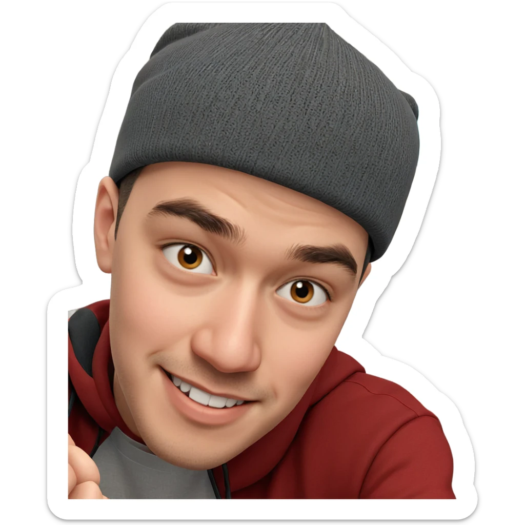 smiling boy in beanie indoors sticker