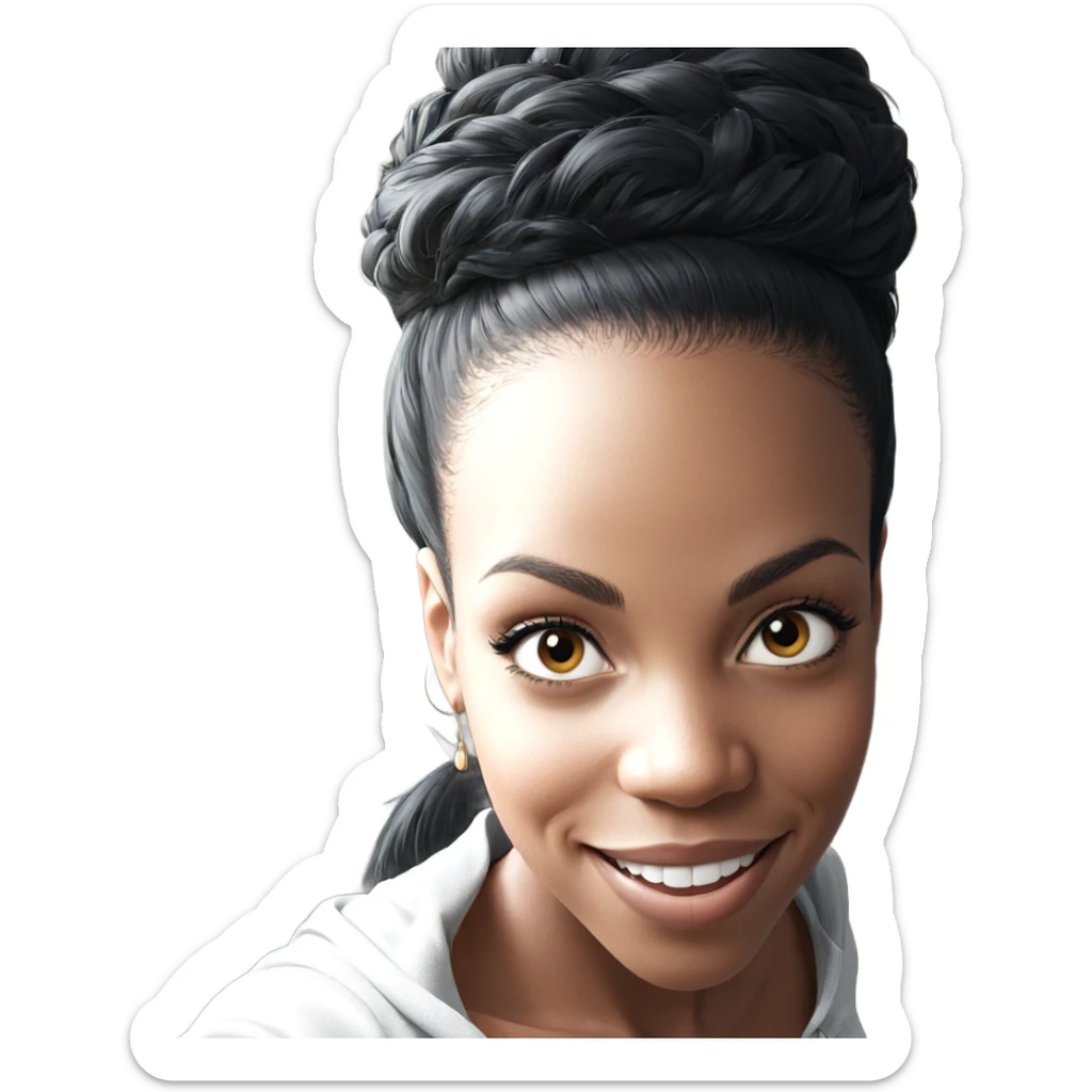 smiling girl with black hair sticker