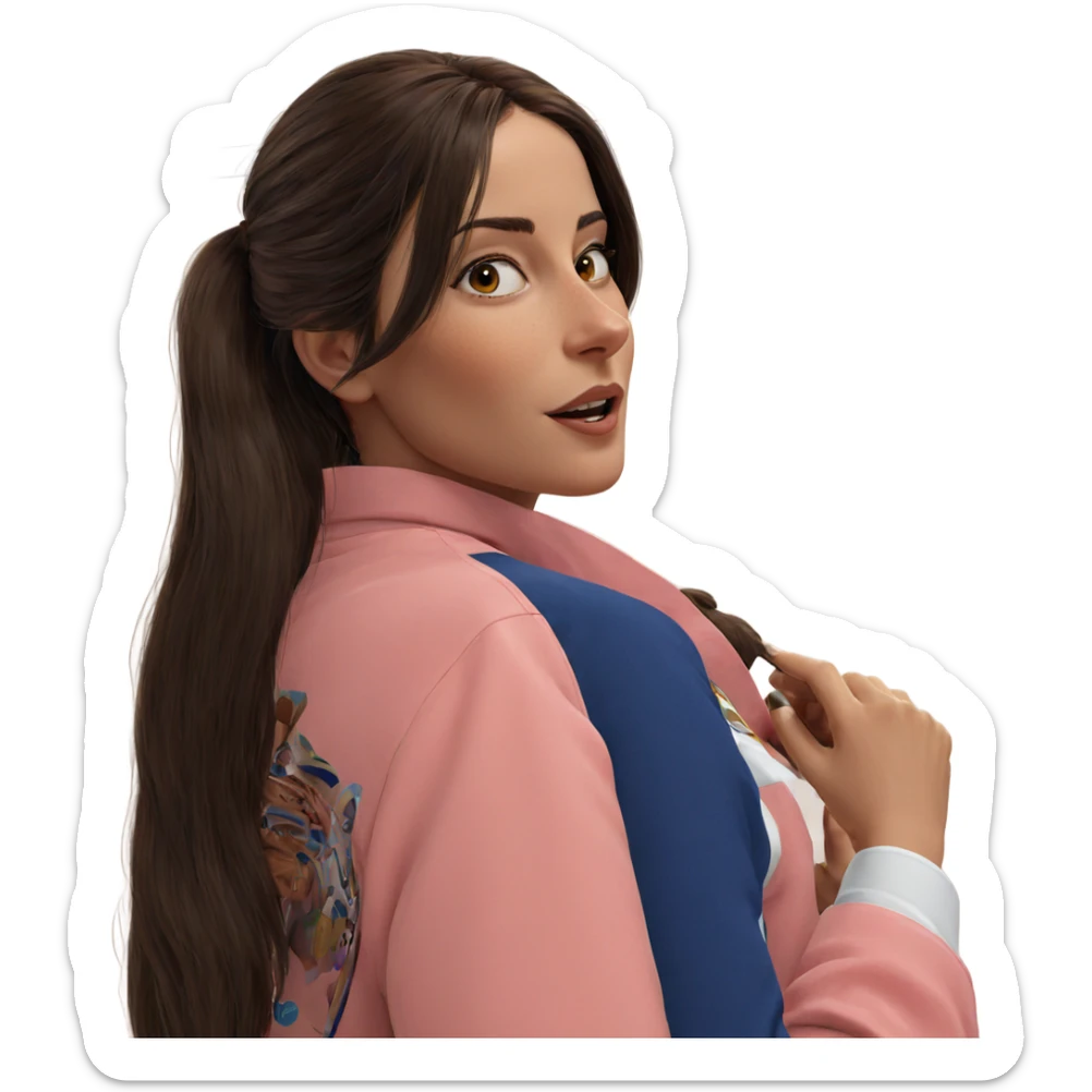 realistic portrait of brown-haired girl sticker