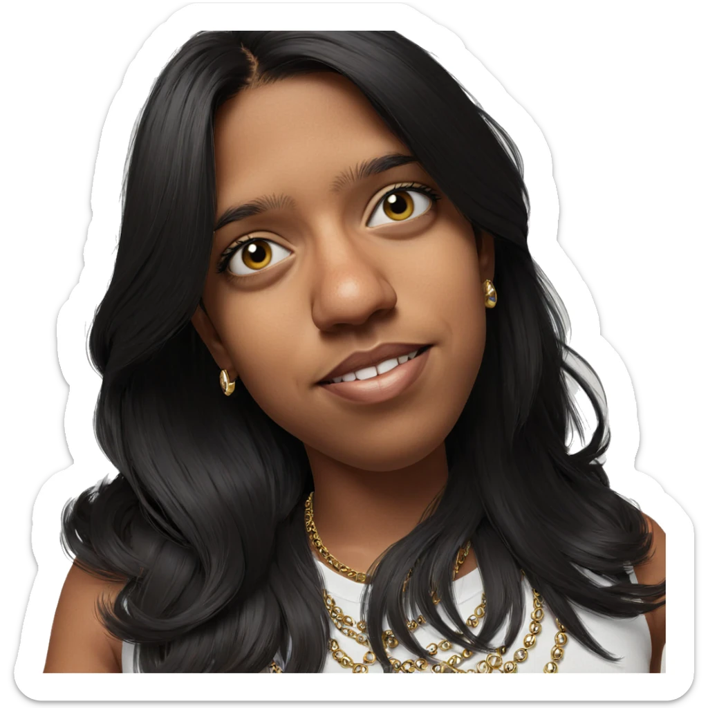 portrait of girl with jewelry sticker