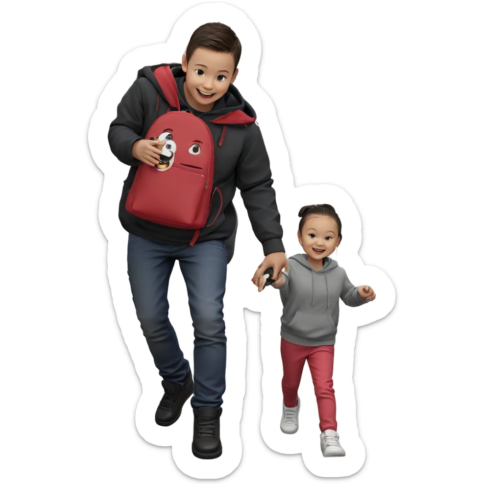 smiling children shopping indoors sticker