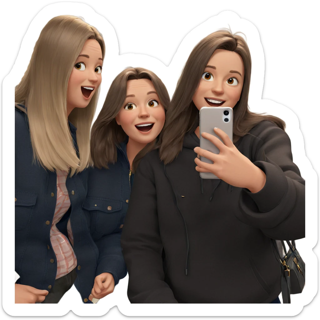 friends enjoying a fun selfie sticker