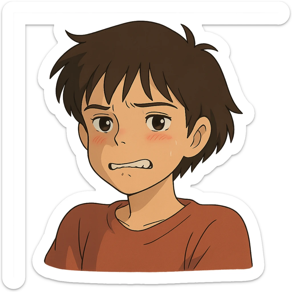 ghibli style biting lip sticker