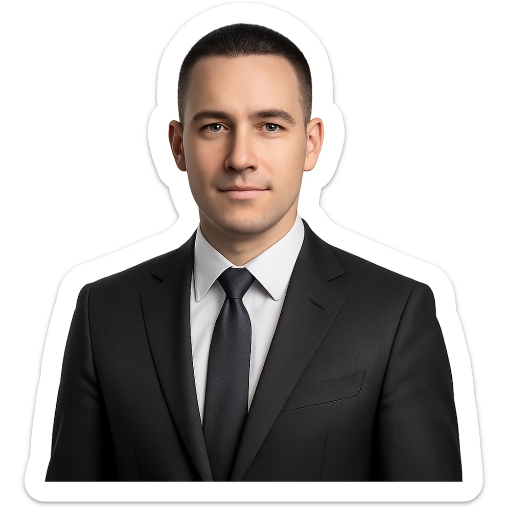 business man with black very short haircut in a modern professional style sticker