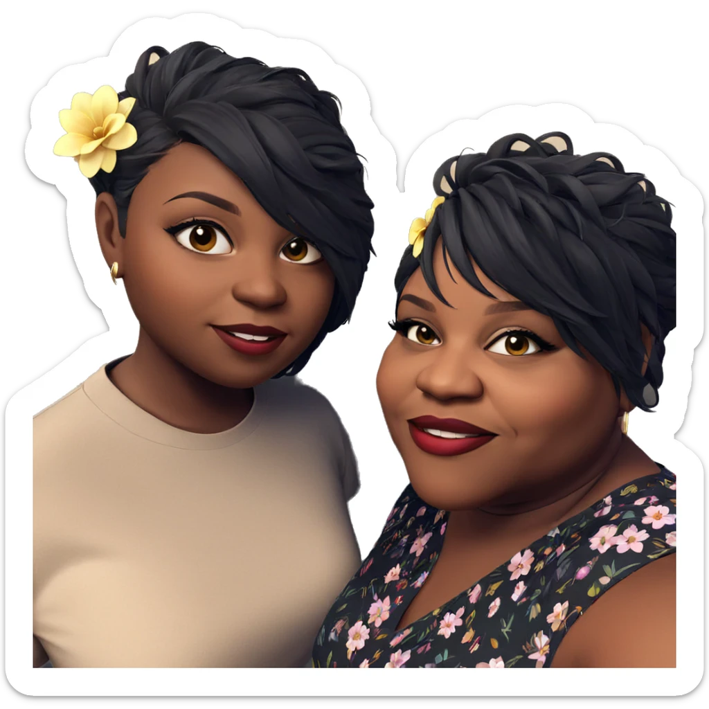 dark-skinned girls with flowers sticker