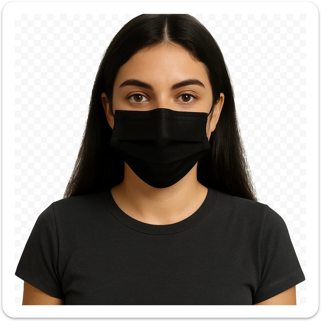 Change the mask to black while keeping the background transparent. The style of the original image should be preserved. sticker