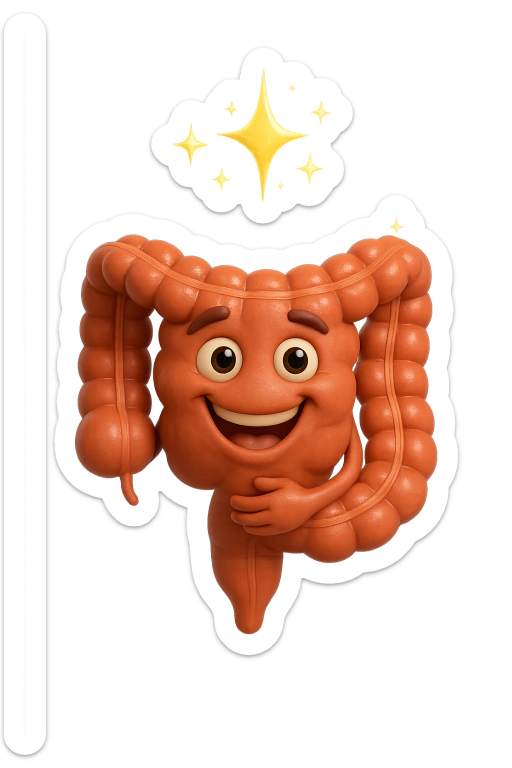 fammi un intestino identico a questo, ma felice e con le scintille di splendore dorate sopra, si sta rinnovando come se fosse in ottima salute sticker