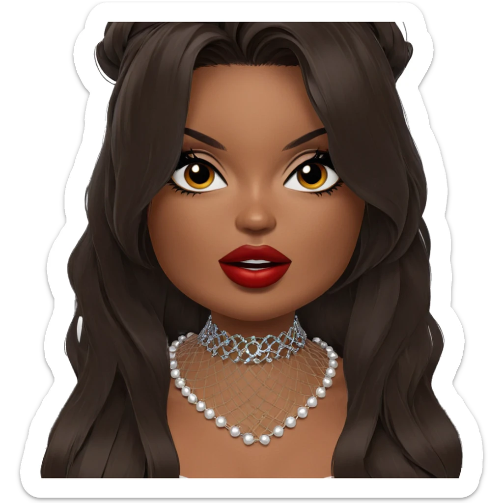 elegant dark-skinned beauty portrait sticker