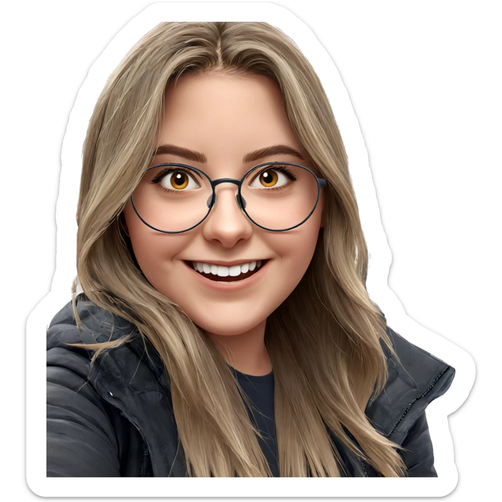 smiling girl with boys sticker